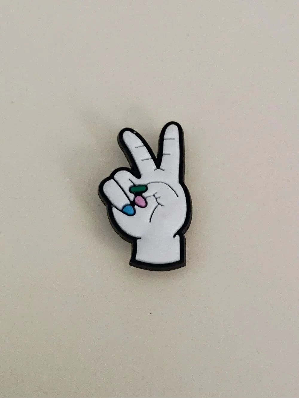 10 for $10 Jibbitz Croc Charm - Green Pink Blue Nails Woman's Hand Peace Symbol